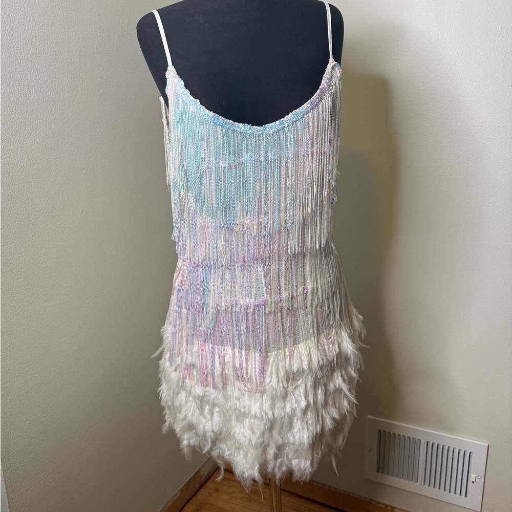 Iridescent Fringe Mini Dress